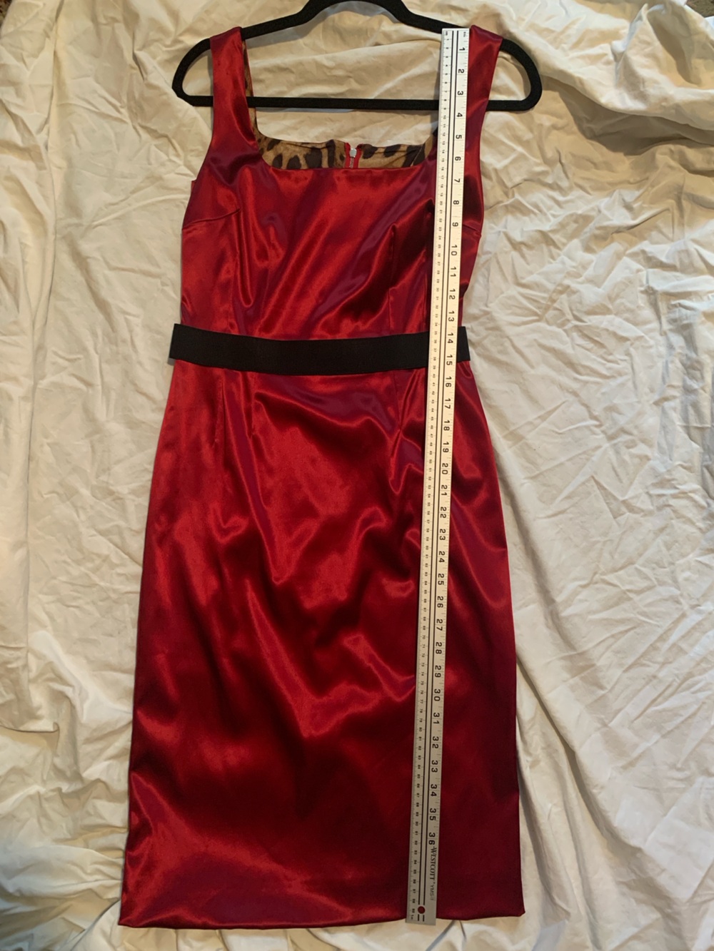Dolce & Gabbana Red Satin Sheath Dress